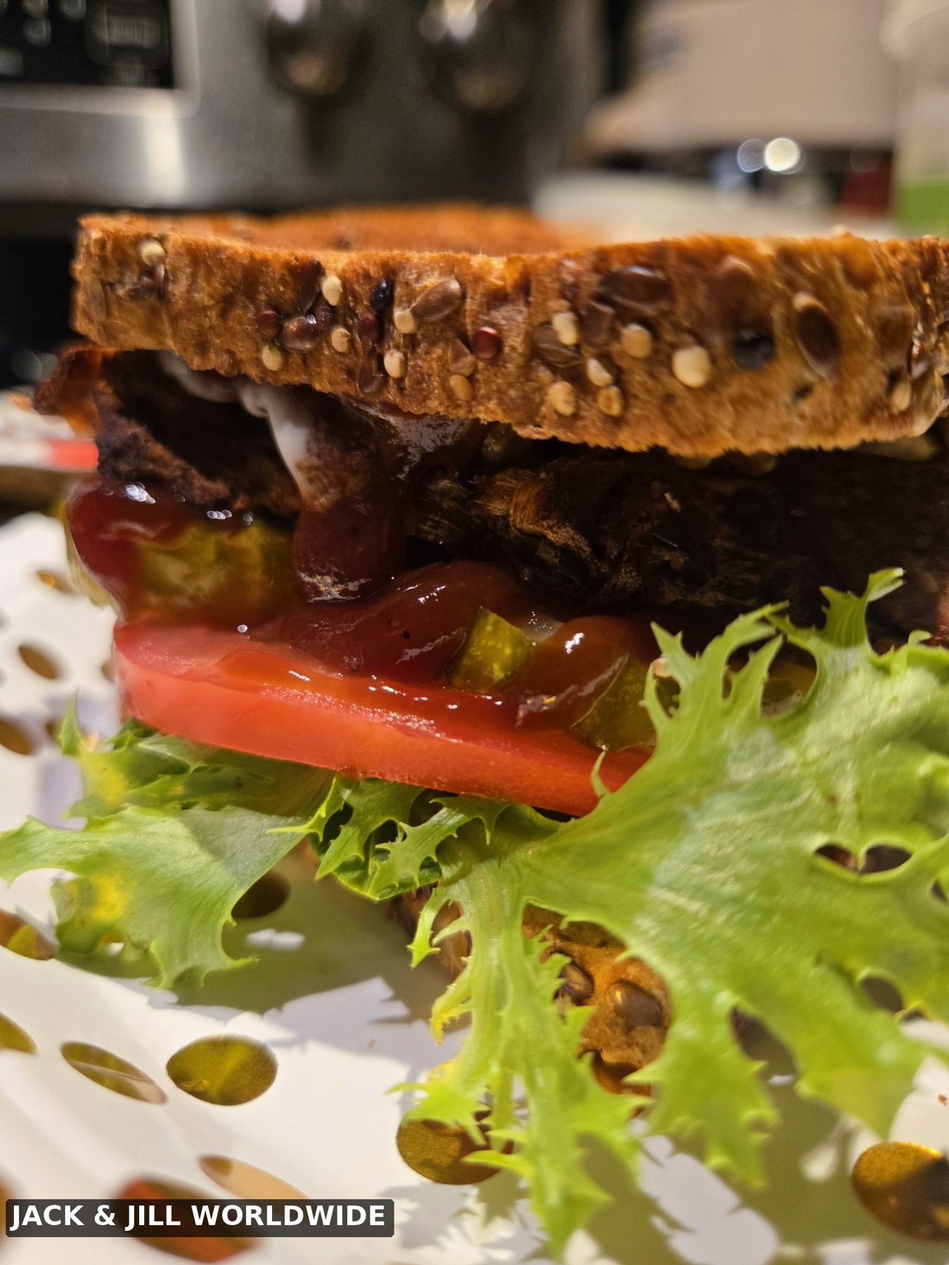 A filled sandwich with vegetables